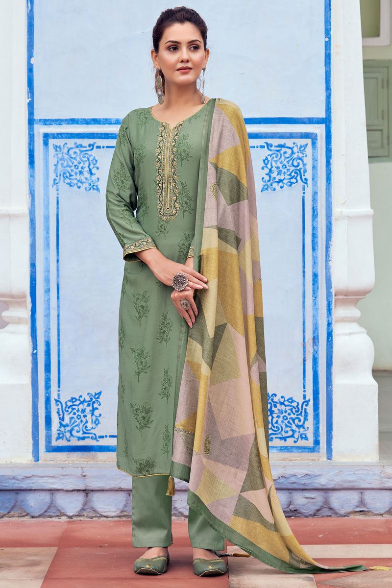 Buy Casual Salwar Suits - Turquoise Georgette Embroidered Pant Style Salwar  Suit
